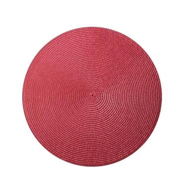 Imagem de Jogo Americano kit 4 Peças Mesa Sousplat Cozinha Redondo Jantar Descanso de Prato(Vermelho × 4)