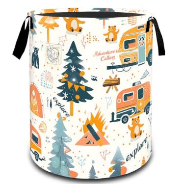 Imagem de VODRM Cesta de roupa suja dobrável para acampamento, aventura, floresta, organizador de brinquedos, cesto organizador de brinquedos para crianças e adultos, cesto de armazenamento impermeável de