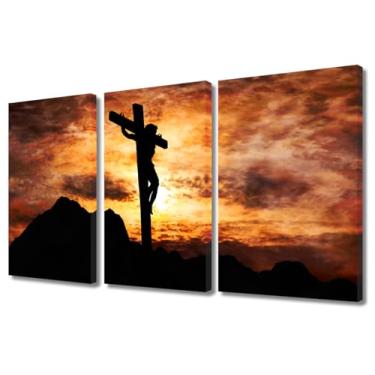 Imagem de Imagens de Jesus para parede, decorações de igreja, cruzes, decoração de parede, pinturas, 3 peças, arte de arte, decoração de casa, sala de estar, quarto, emoldurado, embrulhado para galeria