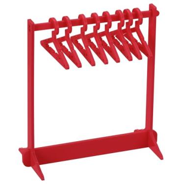 Imagem de 1 conjunto de suporte de brinco com 8 cabides, suporte organizador de brincos de acrílico, mini cabides de casaco, suporte de exibição de brincos, suporte transparente para brincos longos, vermelho
