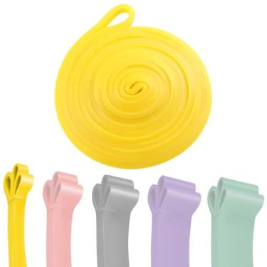 Imagem de Faixas de resistência, faixas longas de apertar, faixas de anel de alongamento para treinamento de força, pilates, exercícios de musculação assistidos, 5-25 Ibs amarelo