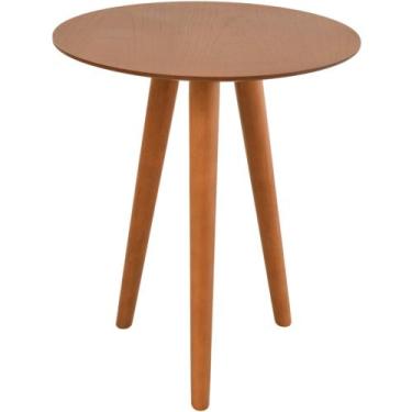 Imagem de Mesa Lateral Alta Pé Palito em Madeira Maciça com Tampo Lâminado - Ref