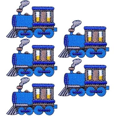 Imagem de Ranger Return Conjunto de 5 pequenos bonecos de mini trem a vapor retrô com desenho de motor para crianças, pequeno decalque decorativo reparo faça você mesmo, aplique costurar ferro em adesivos