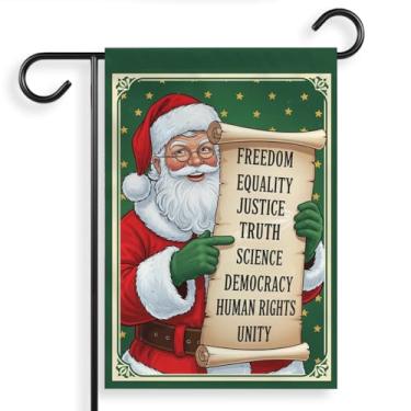 Imagem de VOTANTA Bandeira de jardim de justiça e igualdade de liberdade (30,5 cm x 45,7 cm), patriótica engraçada lista branca de Papai Noel política progressiva inspiradora pátio casa pátio varanda dupla face