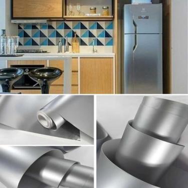 Imagem de Adesivo Vinil Envelopamento Prata Inox Geladeira 3m x 50cm - BG ADESIV