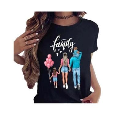 Imagem de Camiseta Feminina Casual com Estampa de Desenho Animado - Para Mamães,