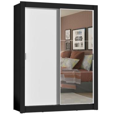 Imagem de Guarda Roupa Solteiro 2 Portas Correr Espelho Denver Madesa