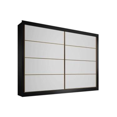 Imagem de Guarda Roupa Casal 2 Portas De Correr E 6 Gavetas Sevilha Branco/Preto - Europa