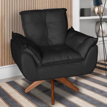 Imagem de Poltrona/cadeira Decorativa Glamour Opala Com Base Giratória 30cm Em Madeira Preto