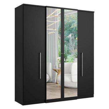Imagem de Guarda Roupa Casal Splendore Plus Glass 4 Portas Preto Acetinado - Thb