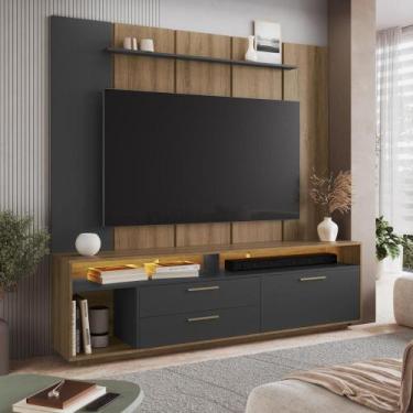 Imagem de Rack Sala com Gavetas e Iluminação Led 2,00m Painel TV 75 Polegadas - 
