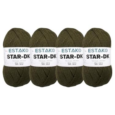 Imagem de Estako Fio Star-DK - (pacote com 4 novelos) - 75% acrílico 25% lã - DK #3 macio e leve - (4 x 99 g) / (4 x 306 jardas) - fio de crochê e tricô (34065 - cáqui)