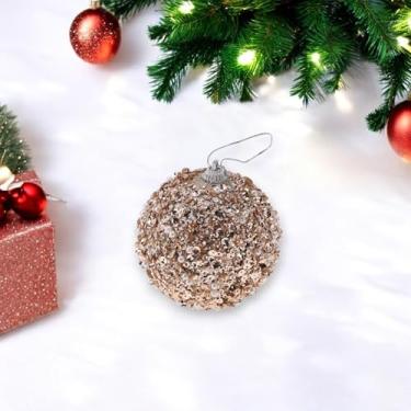 Imagem de Generic 1 peça de enfeites de bolas de Natal redondas de espuma de paetê, tom dourado 8 cm
