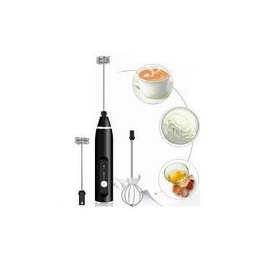 Imagem de Mini Mixer Turbo Espumador de Bebidas, Leite, Fuê Portátil Elétrico 2 em 1 Inox e Plástico– 3 Velocidades Ajustáveis, Hastes Intercambiáveis, Ideal para Café, Cappuccino, Ovos, Shakes, Molhos e Sucos