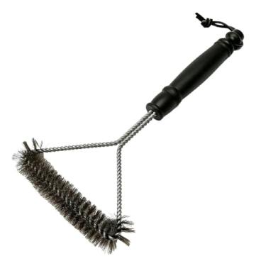 Imagem de Escova de Limpeza Profissional para Grelha de Churrasqueira, Cabo Ergonômico em Preto, Cerdas Resistentes para Remoção de Gordura e Resíduos, Uso Doméstico e Profissional