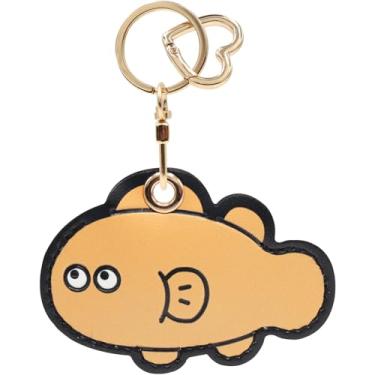 Imagem de Capa MC Fashion de couro PU compatível com AirTag, linda capa de rastreador GPS da vida marinha chaveiro (peixe)