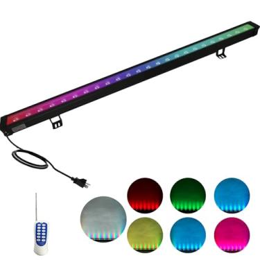 Imagem de Lâmpada de parede LED RGB de 39,4 polegadas com controle remoto RF, luz de parede RGB à prova d'água IP67 para jardim ao ar livre, edifícios urbanos, decoração interna, iluminação de palco e monitores