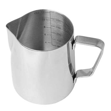 Imagem de barenx Jarro de espuma de leite de 350 ml, aço inoxidável, leite/cappuccino/latte art barista, jarro a vapor, copo de leite, latte arts (prata)