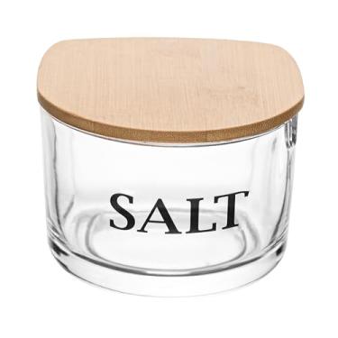 Imagem de WOLFF - Saleiro de Vidro com Colher e Tampa de Bambu Basic 10cm x 10cm x 8cm