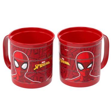 Imagem de Kit 2 Xícara Plástica Divertida Caneca Infantil do Spiderman 360ml - P