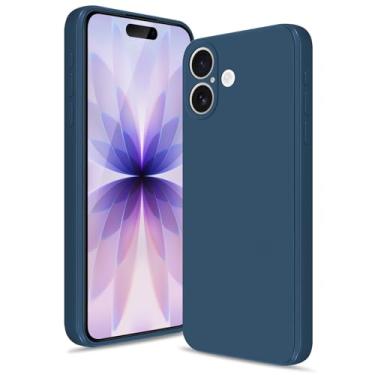Imagem de Btstring Capa para iPhone 17, capa de silicone macio com proteção de câmera atualizada, capa fina à prova de choque com forro de microfibra antiarranhões, azul