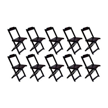 Imagem de Kit 10 Cadeiras De Madeira Dobravel Tabaco - Marrom