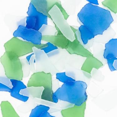 Imagem de AquaLume Vidro marítimo para artesanato, 1 kg, 3 cores, peças de vidro artesanal, volume de vidro marítimo para vaso, praia, casamento, decoração de casa, aquário, contas de vidro do mar e arte