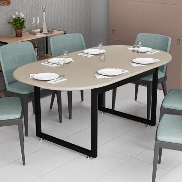 Imagem de Mesa De Jantar Oval Estilo Industrial Sala ou Cozinha Tampo Mdf 137x90cm