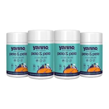 Imagem de Yanno Pelo & Pele p/Cães e Gatos – Biotina, Zinco Quelatado, Colágeno, Levedura e Ômega-3 – Queda de Pelos, Pelagem Brilhante e Pele Saudável – Kit 4 (4x30=120 Cáps) Sabor Carne