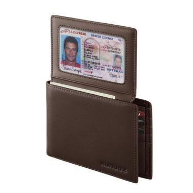 Imagem de Carteira de couro RUNBOX Bifold RFID com bloqueio de 12 compartimentos