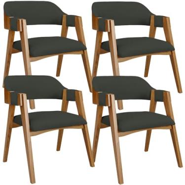 Imagem de Kit 04 Cadeiras Para Sala de Jantar e Estar Living Estofada Suran L02 Linho Verde Musgo - Lyam