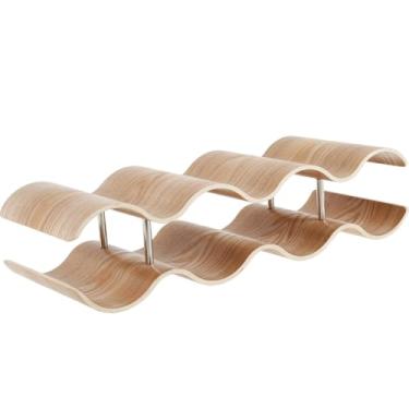 Imagem de Porta Vinho, Suporte de Bambu Vinho Adega para 8 Vinhos, Cor Da Madeira