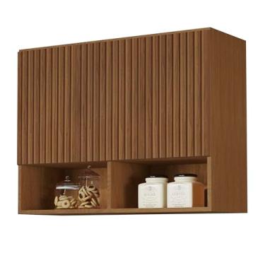 Imagem de Armario Aéreo Organizador Multiuso Quarto Sala Bela 3 Portas (Freijó Ripado 3D)