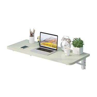 Imagem de Mesa de leitura de estudo com economia de espaço montada na parede, mesa flutuante dobrável para escritório em casa (110 x 20 cm, bordo branco)