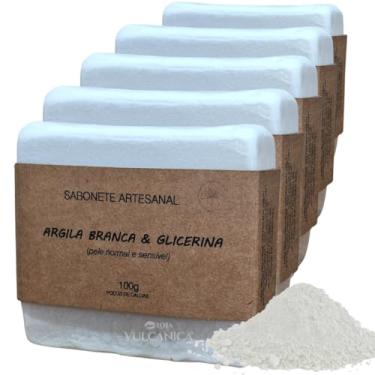 Imagem de Sabonete Artesanal de Argila Branca 5x 100g - Natural e Suave - Corpo e Rosto