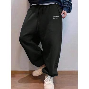 Imagem de Calça Moletom Flanelada Inverno Treino Sport Bolso Academia-Unissex