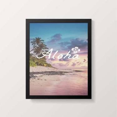 Imagem de Quadro Decorativo Praia Aloha 45X34 Com Vidro Moldura Preta - Quadros 