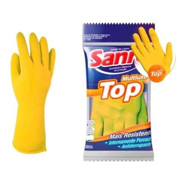 Imagem de Luva De Látex Sanro Multiuso Amarela