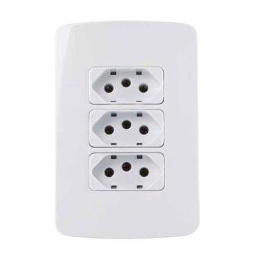 Imagem de Tomada Tripla Placa 3 Módulos 10A 2P+T Margirius Linha B3