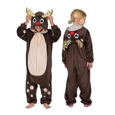 Imagem de ROC PARTY Fantasia de animal com capuz para crianças de 4 a 12 anos - Roupa unissex para fantasia de Halloween e cosplay para meninos e meninas (alce, 8 a 10 anos)