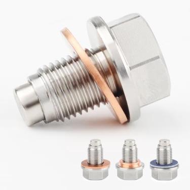 Imagem de Bujão de drenagem de óleo magnético M12 x 1,25, parafuso de drenagem de motor de aço inoxidável com 6 peças de arruelas, serve para Toyota Corolla Camry RAV4 Tacoma Prius, Lexus Nissan Infiniti