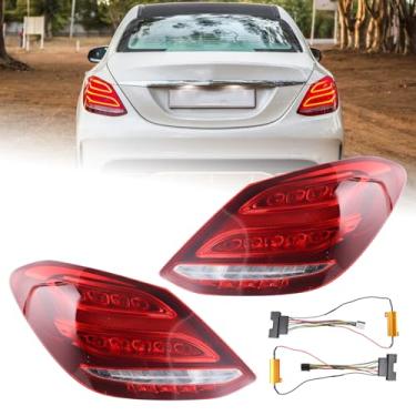 Imagem de KAMDKI Um par de luzes traseiras tipo LED adequado para Mercedes Benz W205 C300 C400 C63 AMG 2015-2018 Conjunto de lâmpada traseira de freio lado esquerdo e direito do passageiro cablagem cablagem