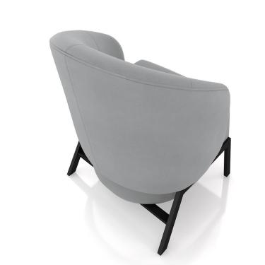 Imagem de Poltrona Decorativa Sala De Estar Kenya Pés Em Ferro Veludo Preto/cinza G33 - Gran Belo