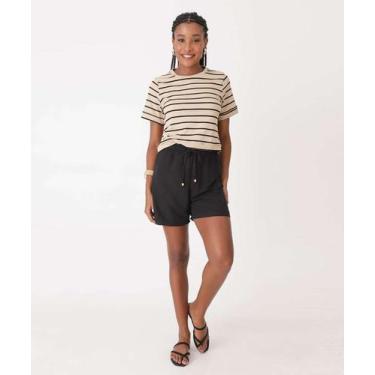 Imagem de Short Cintura Alta Feminino Textura Marisa-92000, Preto, P
