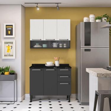 Imagem de Armário De Cozinha Compacta 105cm Em Aço Grafite-off White Itatiaia Midi Pop Art I3