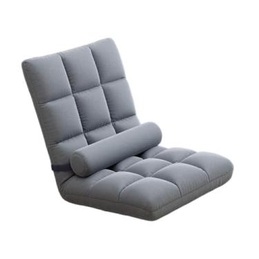 Imagem de IEUDNS Cadeira de chão com apoio para as costas, sofá reclinável, dobrável em 5 posições, para assistir TV, jogos, cama macia, apartamento, sofá infantil, Cinza
