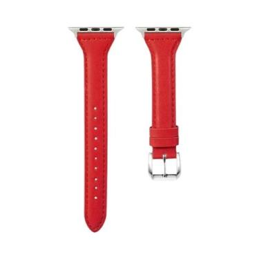Imagem de Pulseira De Couro Slim Para Apple Watch Band 40mm 41mm 44mm 45mm 42mm 