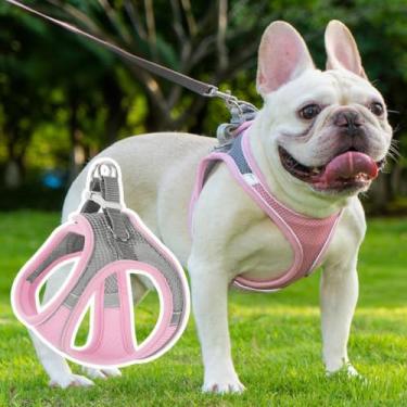 Imagem de Peitoral refletivo antipuxão, alça acolchoada à prova de fuga para gatos grandes, malha respirável e liberação rápida para cães pequenos e gatos