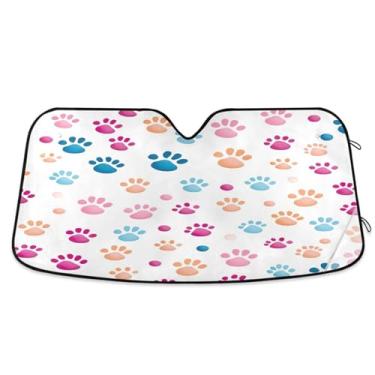 Imagem de Blueangle Cute Paw Prints Para-brisa de Carro Protetor Solar para Carros - Proteção UV Dobrável, Ajuste Universal 139.7 cm x 70.1 cm Protetor de Para-brisa Frontal (14)