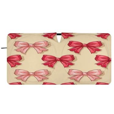 Imagem de Blueangle Para-brisa com arco rosa vermelho - 149.9 cm x 76.2 cm dobrável carro janela dianteira para-sol blocos raios UV viseira de sol (905)